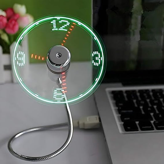 USB Desk Fan with LED Clock Display